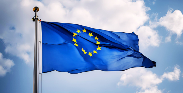 Europese vlag met lucht op achtergrond