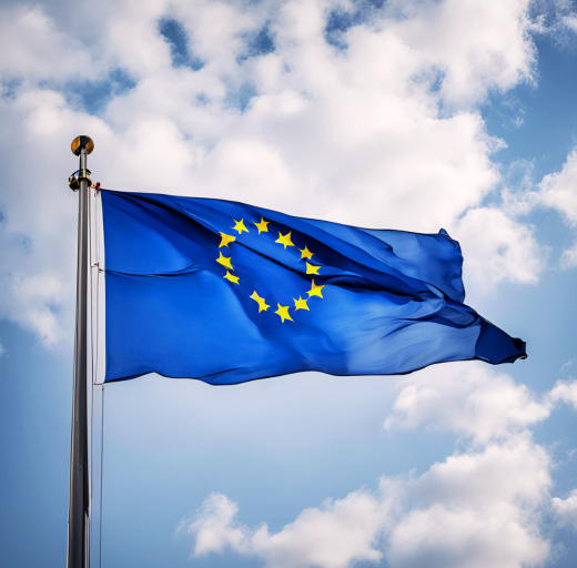 Europese vlag met lucht op achtergrond